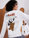 Women'WB shield Cartoon Bear Print Round Neck Sweatshirt, Casual Long Sleeve Pullover, Women'WB shield Spring & Fall TNF...