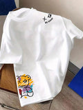 Women'WB shield Cartoon Bear Print Round Neck Tee, Fashion Casual Crew Neck T-Shirt for Daily Holiday Vacation Outdoor...