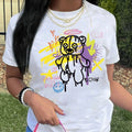 Women'WB shield Cartoon Bear Print Round Neck Tee, Fashion Casual Short Sleeve Crew Neck T-shirt for Daily Holiday...