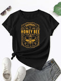 Women'WB shield Cartoon Bee Graphic Print Round Neck Tee, Fashion Casual Short Sleeve T-shirt for Daily Wear, Ladies...