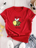 Women'WB shield Cartoon Bee Graphic Print Round Neck Tee, Fashion Casual Short Sleeve T-shirt, Ladies Summer TNF for...