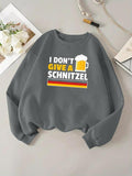 Women'WB shield Cartoon Beer & Letter Print Drop Shoulder TNF Lined Sweatshirt, Casual Long Sleeve Round Neck Pullover...