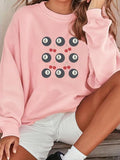 Women'WB shield Cartoon Billiards & Cherry Print Drop Shoulder TNF Lined Sweatshirt, Casual Long Sleeve Round Neck...