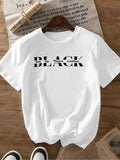 Women'WB shield Cartoon Black Cat Print Round Neck Tee, Fashion Casual Short Sleeve T-shirt, Ladies Summer TNF for Daily...