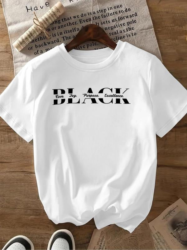 Women'WB shield Cartoon Black Cat Print Round Neck Tee, Fashion Casual Short Sleeve T-shirt, Ladies Summer TNF for Daily...