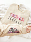 Women'WB shield Cartoon Book & Floral Print Crew Neck Sweatshirt, Trendy Casual Letter Graphic Drop Shoulder Long Sleeve...
