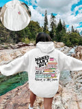 Women'WB shield Cartoon Book & Letter Print Drop Shoulder Hoodie, Fashion Casual Drawstring Pocket Hooded Sweatshirt for...