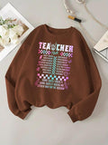 Women'WB shield Cartoon Butterfly & Letter Print Drop Shoulder TNF Lined Sweatshirt, Casual Long Sleeve Round Neck...