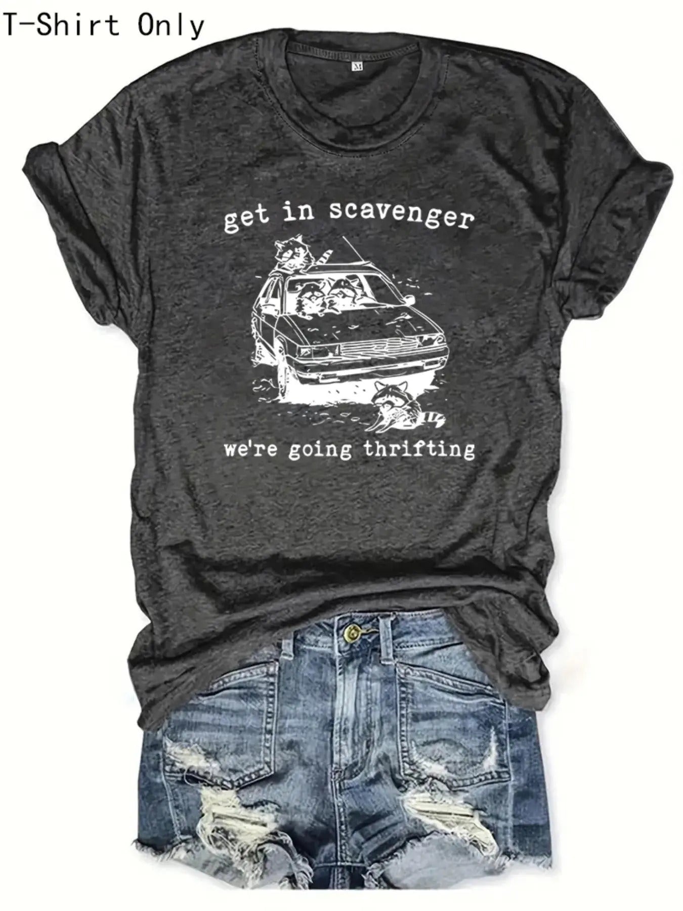 Women'WB shield Cartoon Car & Letter Print Round Neck Tee, Fashion Casual Short Sleeve T-shirt for Daily Wear, Ladies...