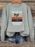 Women'WB shield Cartoon Cat & Letter Print Drop Shoulder Sweatshirt, Casual Long Sleeve Round Neck Pullover For Spring &...