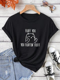 Women'WB shield Cartoon Cat & Letter Print Round Neck Tee, Cute Graphic Short Sleeve T-Shirt for Daily Wear, Ladies...