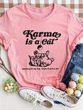 Women'WB shield Cartoon Cat Graphic Print Round Neck Tee, Fashion Casual Short Sleeve T-shirt, Ladies Summer TNF for...