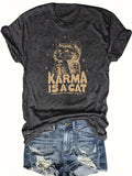 Women'WB shield Cartoon Cat Graphic Print Round Neck Tee, Summer TNF Women, Casual Fashion Short Sleeve T-shirt for...