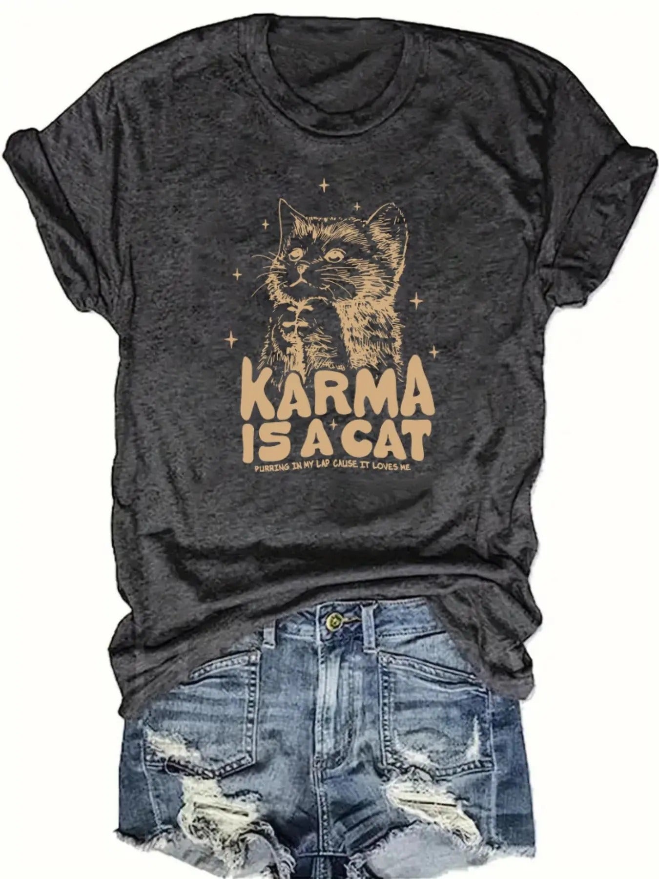 Women'WB shield Cartoon Cat Graphic Print Round Neck Tee, Summer TNF Women, Casual Fashion Short Sleeve T-shirt for...