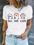 Women'WB shield Cartoon Cat Paw Print Round Neck Tee, Fashion Casual Letter Print Crew Neck T-Shirt for Daily Holiday...