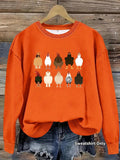 Women'WB shield Cartoon Chicken & Letter Print Drop Shoulder Sweatshirt, Casual Long Sleeve Round Neck Pullover for Fall...
