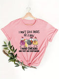 Women'WB shield Cartoon Chicken & Letter Print Round Neck Tee, Casual Crew Neck Short Sleeve T-shirt for Daily Holiday...