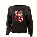 Women'WB shield Cartoon Christmas Letter Print Crew Neck Sweatshirt, Casual Drop Shoulder Long Sleeve Pullover, Women'WB...