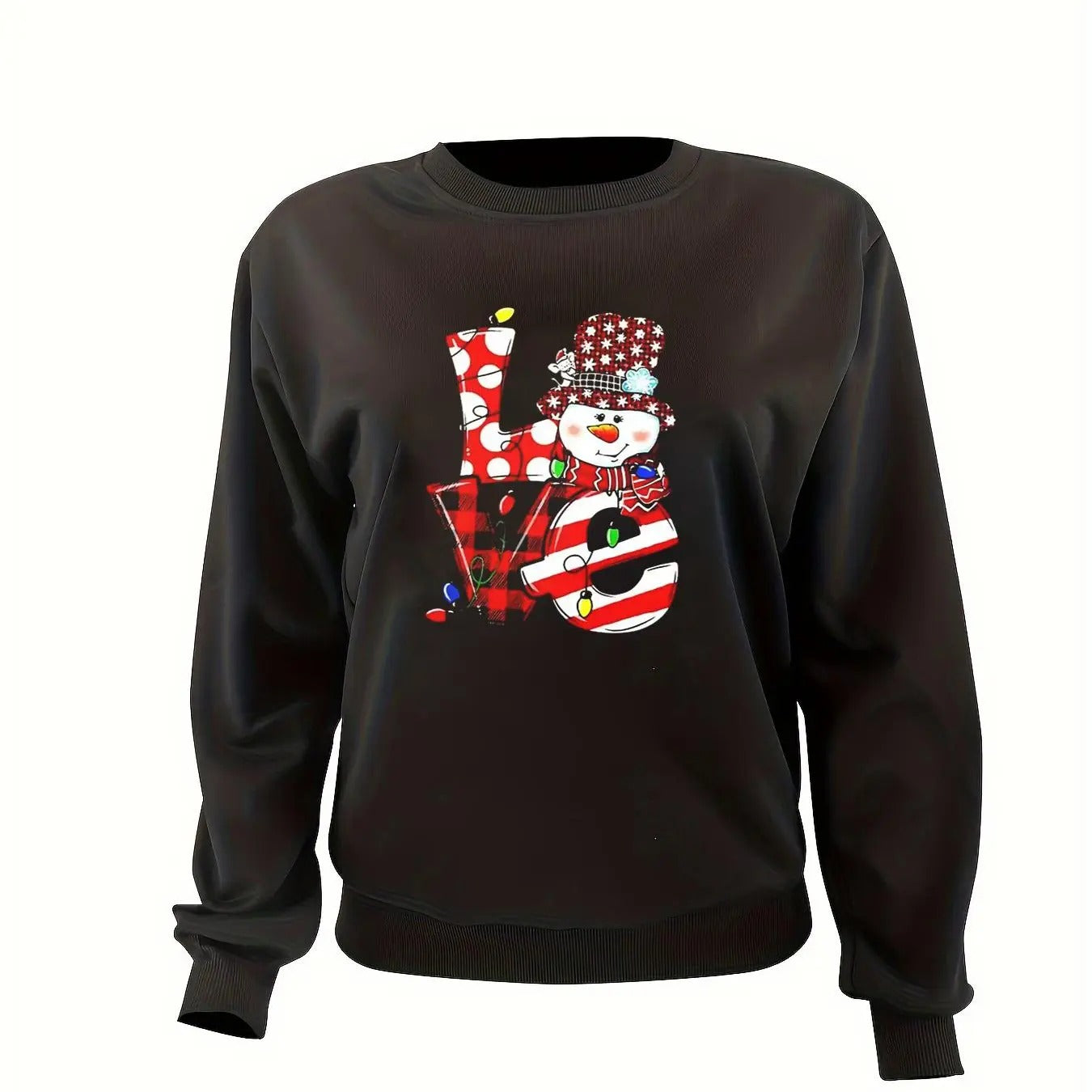 Women'WB shield Cartoon Christmas Letter Print Crew Neck Sweatshirt, Casual Drop Shoulder Long Sleeve Pullover, Women'WB...