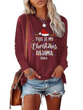 Women'WB shield Cartoon Christmas Print Crewneck Tee, Comfort Casual Round Neck Longsleeves T-shirt, Lady Fitted Top For...