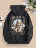 Women'WB shield Cartoon Cowboy Print Drawstring Hoodie, Fashion Casual Letter Print Hooded Sweatshirt for Daily Holiday...