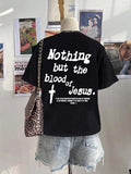 Women'WB shield Cartoon Cross Print Round Neck Tee, Vintage Trendy Casual Short Sleeve T-shirt for Daily Wear, Ladies...