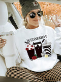 Women'WB shield Cartoon Cup Print Drop Shoulder Sweatshirt, Casual Long Sleeve Round Neck Pullover for Fall & Winter,...