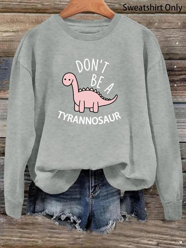 Women'WB shield Cartoon Dinosaur Graphic Print Crew Neck Sweatshirt, Casual Drop Shoulder Long Sleeve Pullover, Women'WB...