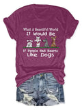 Women'WB shield Cartoon Dog & Letter Print Round Neck Tee, Graphic Tees, Casual Short Sleeve Crew Neck T-shirt for...