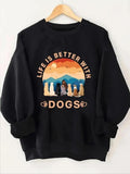 Women'WB shield Cartoon Dog Graphic Print Crew Neck Sweatshirt, Casual Drop Shoulder Long Sleeve Pullover, Women'WB...