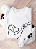 Women'WB shield Cartoon Dog Print Crew Neck Sweatshirt, Casual Long Sleeve Pullover for Fall & Winter, Women'WB shield...
