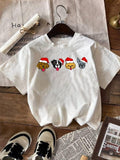 Women'WB shield Cartoon Dog Print Round Neck Tee, Casual Short Sleeve Crew Neck T-shirt for Daily Wear, Ladies TNF for...