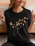 Women'WB shield Cartoon Dog Print Round Neck Tee, Cute Casual Short Sleeve T-shirt for Daily Wear, Ladies TNF for Spiky...