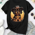 Women'WB shield Cartoon Dog Print Round Neck Tee, Fashion Casual Crew Neck T-Shirt for Daily Holiday Vacation Outdoor...