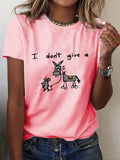 Women'WB shield Cartoon Donkey Print Round Neck Tee, Fashion Casual Crew Neck T-Shirt for Daily Holiday Vacation Outdoor...