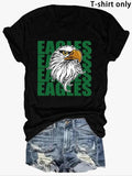 Women'WB shield Cartoon Eagle Print Round Neck Tee, Fashion Casual Letter Short Sleeve T-shirt for Daily Wear, Ladies TNF...