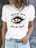 Women'WB shield Cartoon Eye Graphic Print Round Neck Tee, Fashion Casual Short Sleeve T-shirt for Daily Wear, Ladies...