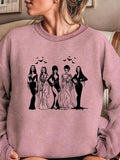 Women'WB shield Cartoon Figure & Bat Print Drop Shoulder Sweatshirt, Casual Long Sleeve Round Neck Pullover for Daily...
