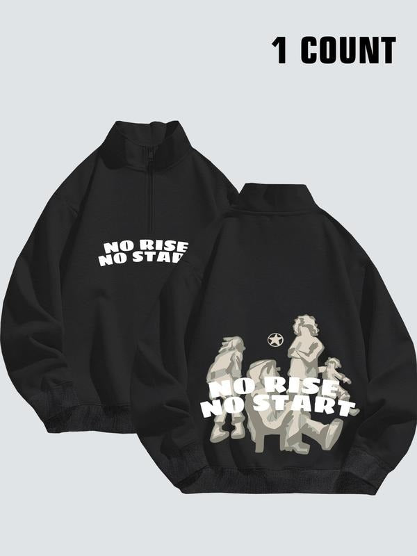 Women'WB shield Cartoon Figure & Letter Print Zip Up Hoodie, Casual Long Sleeve Funnel Neck Pullover for Fall & Winter,...