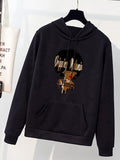 Women'WB shield Cartoon Figure Print Drop Shoulder Graphic Hoodie, Trendy Fashion Casual Warm Comfy Drawstring Pocket...