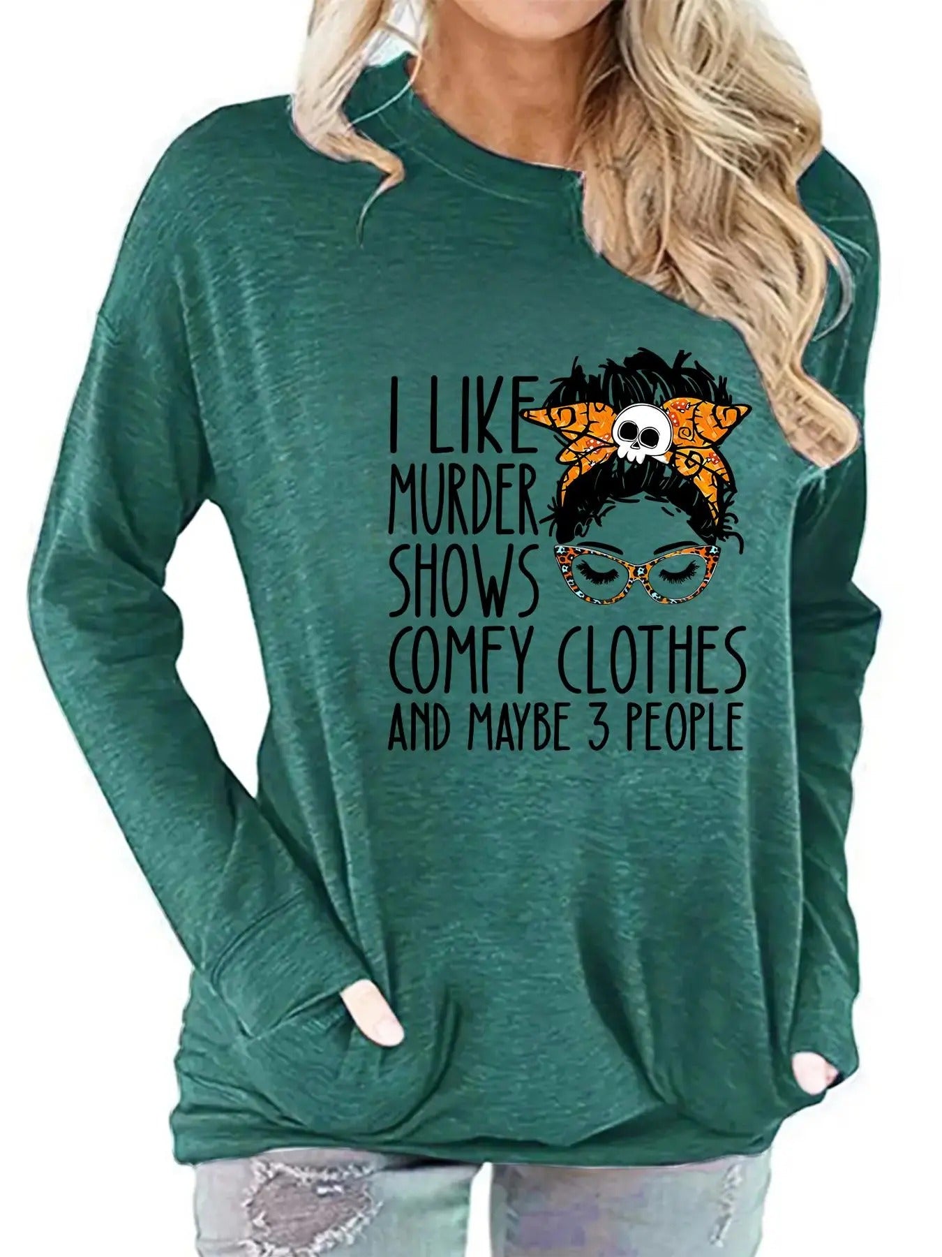 Women'WB shield Cartoon Figure Print Drop Shoulder Tee, Casual Letter Print Long Sleeve Round Neck T-Shirt for Summer,...
