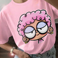 Women'WB shield Cartoon Figure Print Round Neck Tee, Fashion Casual Crew Neck Short Sleeve T-Shirt for Daily Holiday...