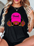 Women'WB shield Cartoon Figure Print Round Neck Tee, Stylish Casual Short Sleeve T-Shirt, Ladies Summer TNF for Daily...
