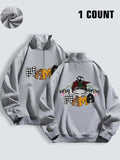 Women'WB shield Cartoon Figures & Letter Print Half Zip Up Sweatshirt, Casual Long Sleeve Pullover for Fall & Winter,...