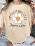 Women'WB shield Cartoon Floral & Letter Print Graphic Tee, Casual Round Neck Drop Shoulder T-Shirt, Ladies Spiky hair...
