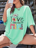 Women'WB shield Cartoon Floral & Letter Print Round Neck Tee, Fashion Casual Drop Shoulder Short Sleeve T-shirt, Ladies...