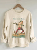Women'WB shield Cartoon Frog & Letter Print Drop Shoulder Sweatshirt, Casual Long Sleeve Round Neck Pullover for Fall &...