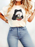 Women'WB shield Cartoon Frog Print Round Neck Tee, Fashion Casual Crew Neck T-Shirt for Daily Holiday Vacation Outdoor...