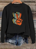 Women'WB shield Cartoon Gesture Graphic Round Neck Sweatshirt, Casual Fashion Drop Shoulder Long Sleeve Pullover for...
