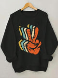 Women'WB shield Cartoon Gesture Print Crew Neck Sweatshirt, Casual Drop Shoulder Long Sleeve Pullover, Women'WB shield...